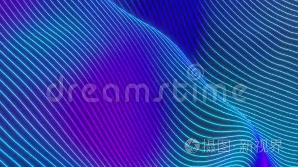 用明亮的霓虹灯颜色抽象出五颜六色的波浪背景。