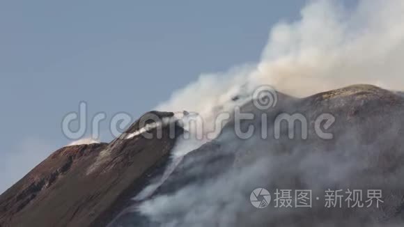 埃特纳火山爆发-爆炸和熔岩流