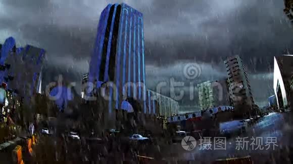 特大街上下大雨视频