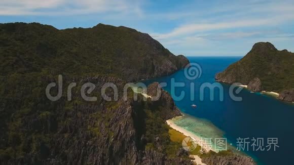 热带岛屿和沙滩，鸟瞰.. El Nido