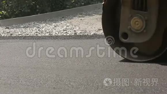 道路施工现场压路机视频