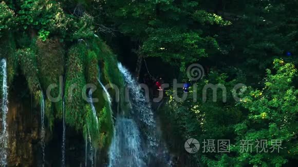 普莱维湖国家公园的瀑布美景视频