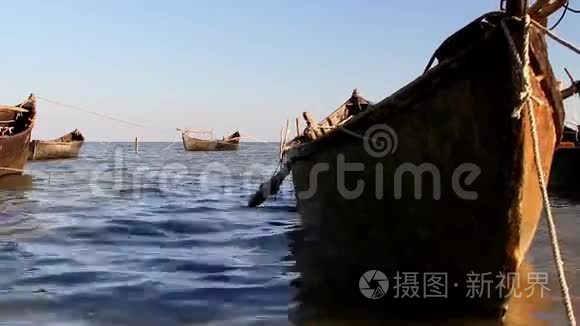 多瑙河三角洲的渔港视频