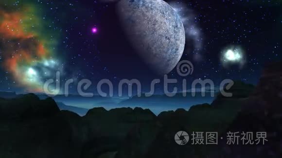 外星球，月亮和星云