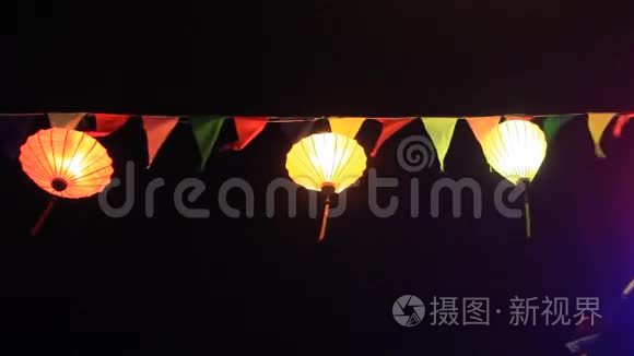 传统节日中的浮灯视频