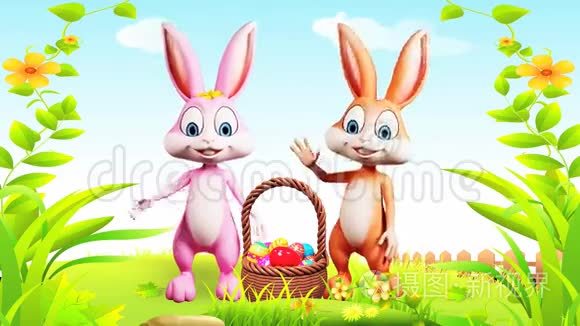 快乐的复活节兔子打招呼视频