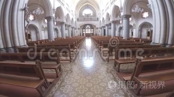智利的教堂内部建筑视频