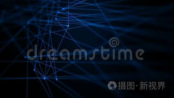 4K动画暗抽象背景点线连接网络未来技术网络概念