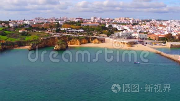 葡萄牙拉各斯的岩石和海洋航空视频