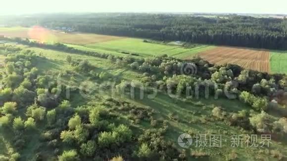 绿色草地河流的空中地貌视频