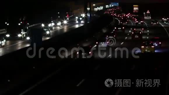 夜间高速公路交通车视频