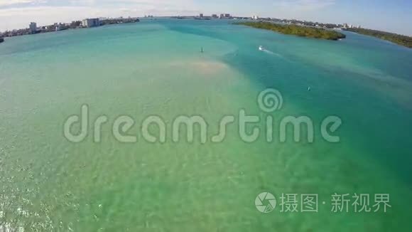 迈阿密湾的空中镜头视频