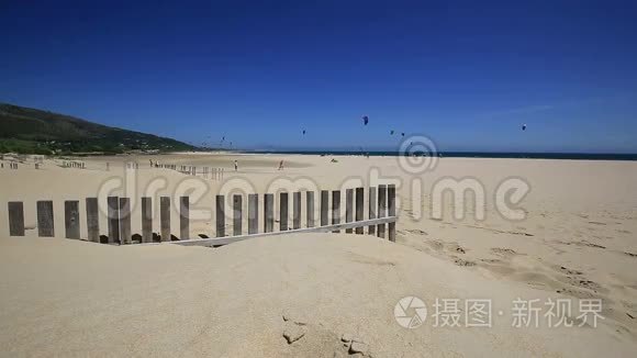 西班牙塔里法海滩和海洋美景视频