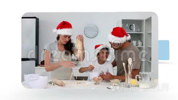 人们庆祝圣诞节的蒙太奇视频