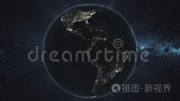 地球之夜轨道旋转行星恒星视频