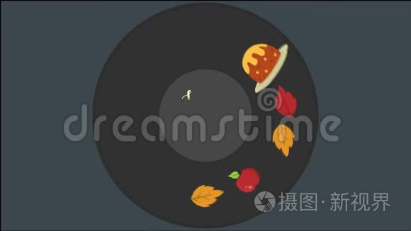 感恩节快乐设计与食物动画