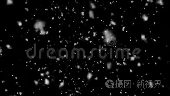 黑色背景阿尔法通道上的飞雪视频