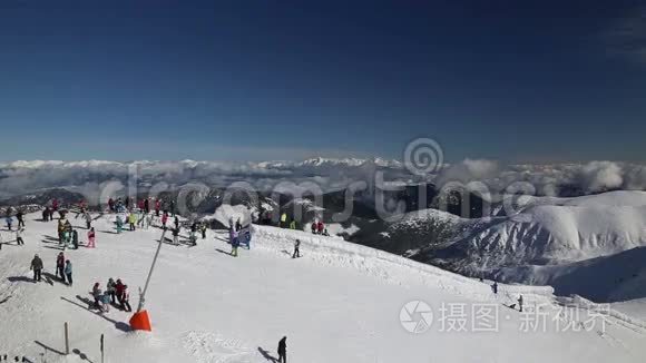 雪山斯洛伐克滑雪冬季视频