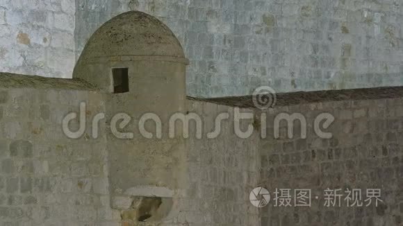 杜布罗夫尼克旧城墙的细节视频