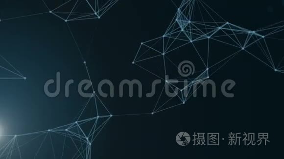 普莱克斯幻想抽象技术。 用动线，点，三角形抽象几何背景.. 科学