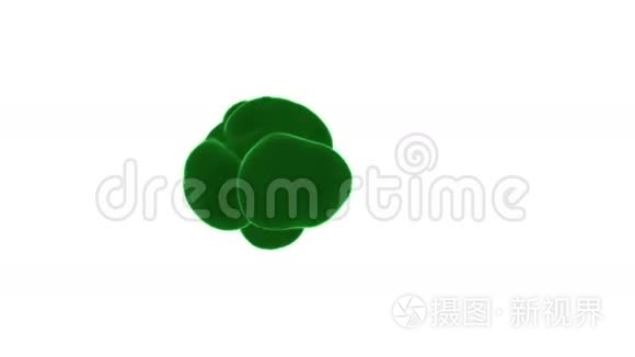 绿色烟雾或绿色墨水的抽象背景与阿尔法面具。 使用它作为背景，过渡或覆盖。 三维运动