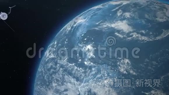 卫星环绕地球大气层视频