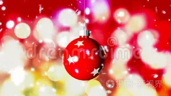 高清循环背景与美好的圣诞红球视频