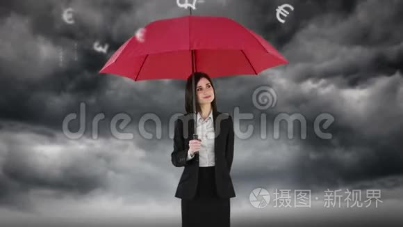 女商人撑伞的综合图像视频
