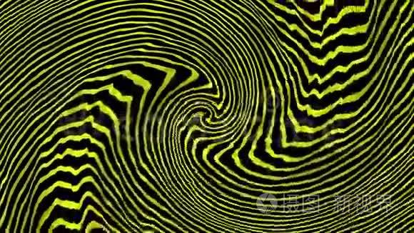 黄色螺旋状的抽象旋转线视频