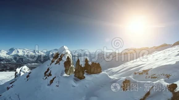 山顶观景台冬季景观视频