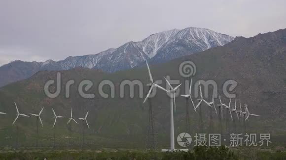 加州棕榈泉风力涡轮机视频