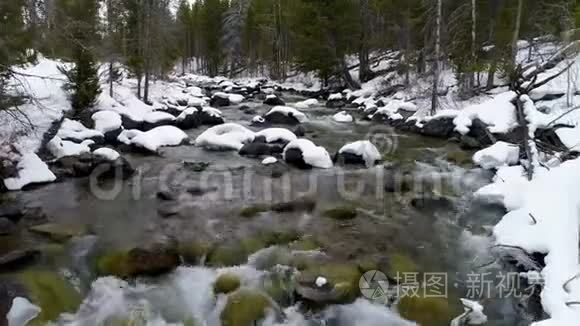 爱达荷州红鱼溪的冬季水流