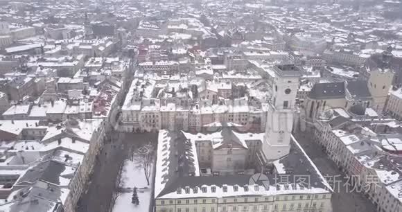 利沃夫市冬季历史中心视频