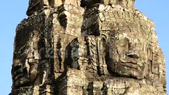 柬埔寨吴哥窟两头佛女神石雕版视频