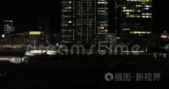 东京商业城的夜景高角宽景拍摄