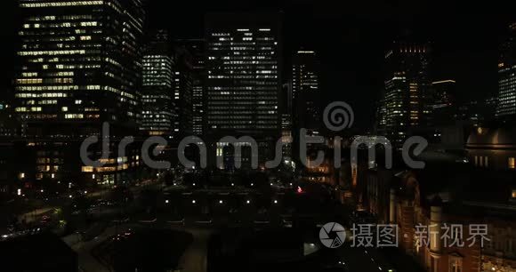 东京商业城的夜景高角宽景拍摄