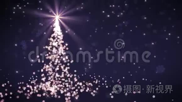 紫色彩灯圣诞树视频