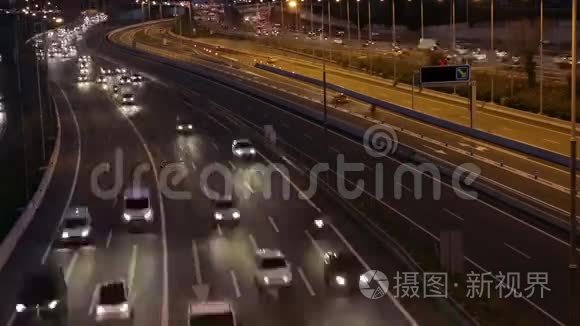 交通和道路夜景（时间流逝）