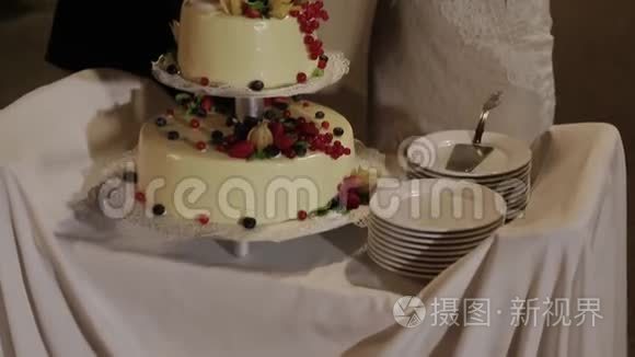 节日活动中的美丽蛋糕视频