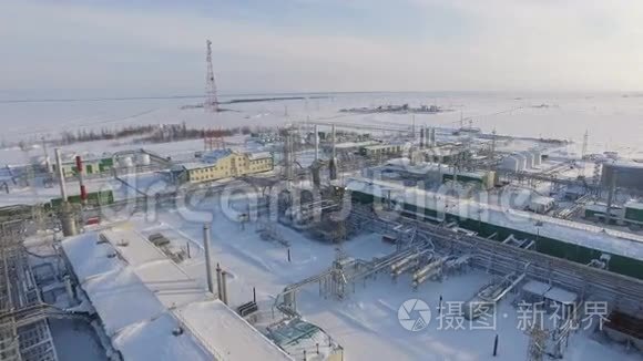 全景观大型雪景生产工厂区视频