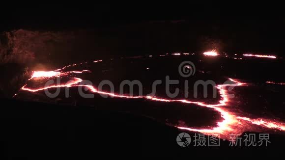 火山埃塔阿莱的熔岩湖视频