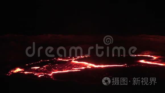 火山埃塔阿莱的熔岩湖视频