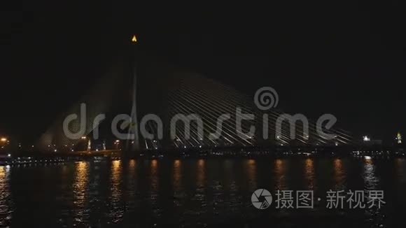 从潮法拉河欣赏曼谷夜景视频