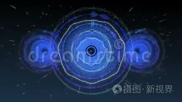 无缝环粒子运动的环形音乐动画视频