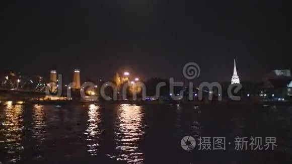 从潮法拉河欣赏曼谷夜景视频