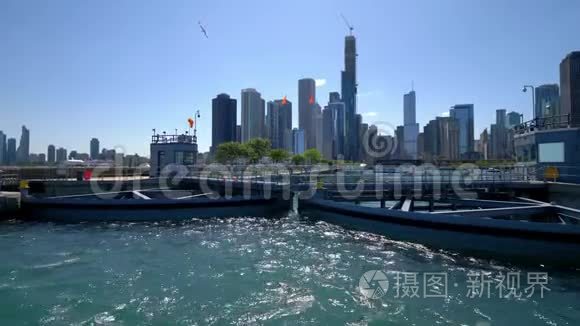 密歇根湖芝加哥河的锁视频