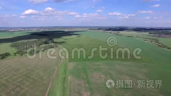 带农业绿地的夏季乡村空中景观