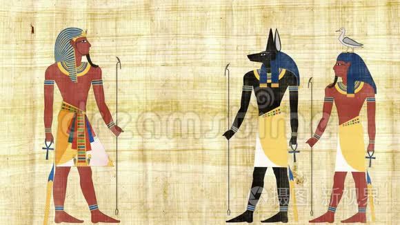 埃及神阿努比和基布在法老面前视频