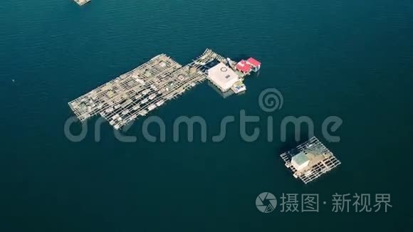 海贝栽培的鸟瞰农场视频