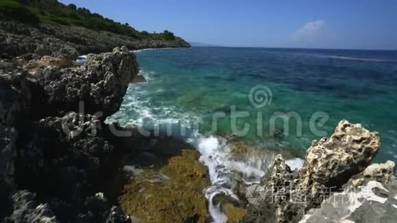 希腊基法洛尼亚岛海滩和地貌视频